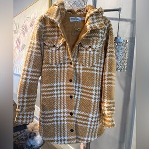 Plaid Hooded Jacket in Mustard and White